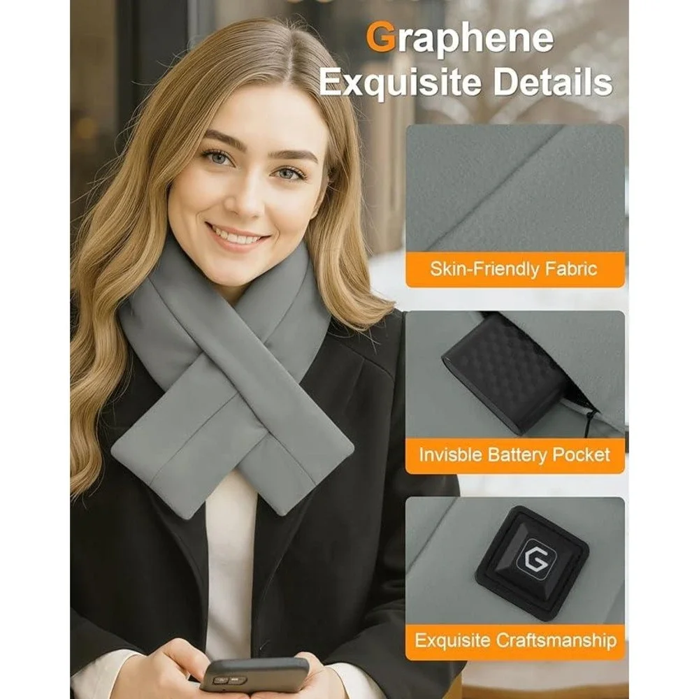 Wulcea Graphene Heated Scarf for Men Women includes 5V2A 6000mAh Battery NEW
